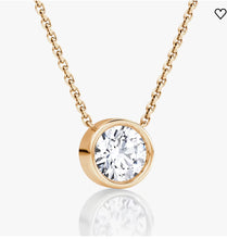 Load image into Gallery viewer, AGI Certified 1.00 Ctw Bezel Set Round Lab Grown Diamond Pendant - G/VS Clarity in Choice of 14K White or Yellow Gold