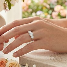 Load image into Gallery viewer, AGI Certified 2 CTW Classic Three-Stone Round Lab Grown Diamond (G-VS) Engagement Ring in 14K White Gold