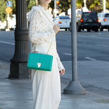 Load image into Gallery viewer, Josie Green Leather Bag with Chain Strap