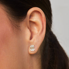 Load image into Gallery viewer, AGI Certified Lab Grown Emerald Cut Diamond Stud Earrings In 14K White Gold