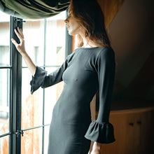 Load image into Gallery viewer, MARJORIE Bamboo Ruffle Dress, in Black