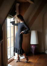 Load image into Gallery viewer, MARJORIE Bamboo Ruffle Dress, in Black