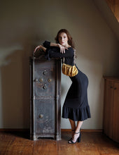 Load image into Gallery viewer, MARJORIE Bamboo Ruffle Dress, in Black