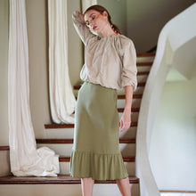 Load image into Gallery viewer, MARJORIE Ruffle Rib Skirt In Moss Green
