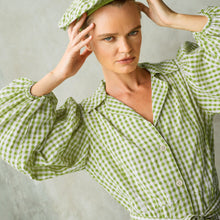 Load image into Gallery viewer, The Meghan Mini Gingham Dress, in Olive Green