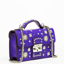Load image into Gallery viewer, Studded Small Leather Crossbody Bag Royal Blue Purse Women's Handbag
