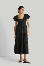 Load image into Gallery viewer, Puff Sleeve Tiered Maxi Dress in Black