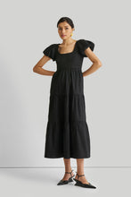 Load image into Gallery viewer, Puff Sleeve Tiered Maxi Dress in Black