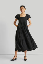 Load image into Gallery viewer, Puff Sleeve Tiered Maxi Dress in Black