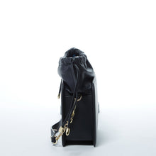 Load image into Gallery viewer, Leather Bucket Bag Black Purse Drawstring Design Medium Size Bag