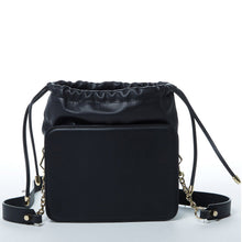 Load image into Gallery viewer, Leather Bucket Bag Black Purse Drawstring Design Medium Size Bag