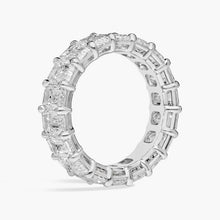 Load image into Gallery viewer, 5.00 CTW Created Moissanite Emerald Cut Eternity Band Ring in 14k White Gold Overlay