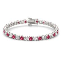 Load image into Gallery viewer, 7.50 CTW AGI Certified Lab Created Ruby & Diamond Tennis Bracelet in 14K White Gold Overlay