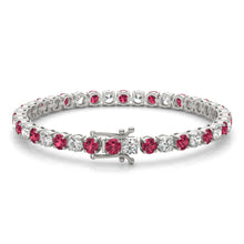 Load image into Gallery viewer, 7.50 CTW AGI Certified Lab Created Ruby & Diamond Tennis Bracelet in 14K White Gold Overlay