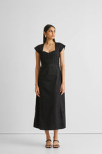 Load image into Gallery viewer, Ruched Dress with Front Slit in Black