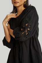 Load image into Gallery viewer, Shirt Dress with Balloon Sleeves in Black