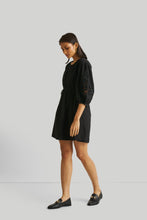 Load image into Gallery viewer, Shirt Dress with Balloon Sleeves in Black
