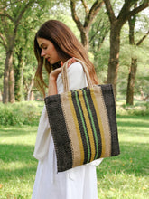 Load image into Gallery viewer, Dora Jute Tote Bag - Multi Navy