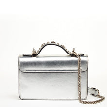 Load image into Gallery viewer, Small Leather Crossbody Bag Studded Silver Purse