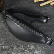Load image into Gallery viewer, Sigrid Smooth Black Leather Waist Bag | Smooth Black Leather Fanny Pack