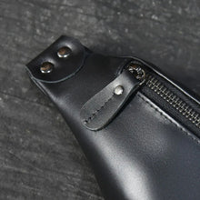 Load image into Gallery viewer, Sigrid Smooth Black Leather Waist Bag | Smooth Black Leather Fanny Pack