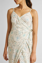 Load image into Gallery viewer, Strappy Wrap Dress in Blue Florals