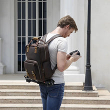 Load image into Gallery viewer, The Gaetano | Large Leather Backpack Camera Bag with Tripod Holder