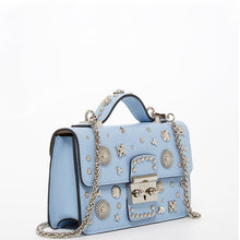 Load image into Gallery viewer, Small Leather Crossbody Bag Sky Blue Purse Studded Baby Blue Women's Handbag