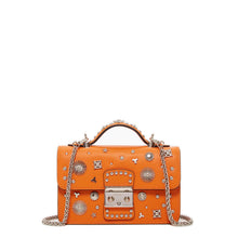 Load image into Gallery viewer, Studded Small Leather Crossbody Bag Orange Purse Cute Handbag Women's Handbag