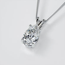 Load image into Gallery viewer, 2.00 CTW AGI Certified Pear-Cut Lab-Grown Diamond (F/VS) Pendant in 14K White Gold
