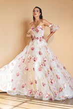 Load image into Gallery viewer, Strapless Organza Peony Print Ball Gown
