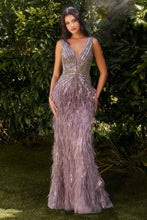 Load image into Gallery viewer, Beaded & Feather Fitted Gown