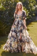 Load image into Gallery viewer, Floral Printed Ruffle Gown