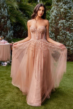 Load image into Gallery viewer, Strapless Beaded Gown With Bow Sleeve Accessories