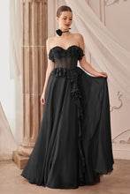 Load image into Gallery viewer, Strapless Chiffon Ruffle A-Line Dress