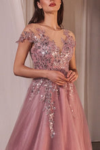 Load image into Gallery viewer, A-Line Cap Sleeve Ball Gown
