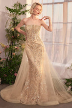 Load image into Gallery viewer, Strapless Overskirt Glimming Gown