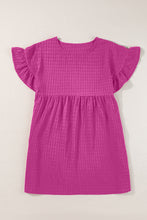 Load image into Gallery viewer, Rose Red Textured Ruffled Short Sleeve Mini Dress