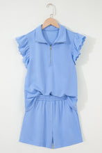 Load image into Gallery viewer, Coral Paradise Half Zipped Ruffled Short Set