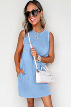 Load image into Gallery viewer, Beau Blue Mineral Wash Tank Mini Dress with Pockets