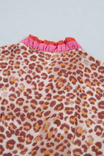 Load image into Gallery viewer, Khaki Leopard High Waist Ruffled Colorblock Trim Short Dress