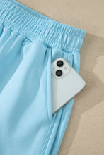 Load image into Gallery viewer, Yellow Cream Solid Color Exposed Seam Mock Neck Oversize Tee Casual Shorts 2pcs Outfit