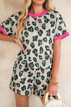 Load image into Gallery viewer, Brown Unique Leopard Print Contrast Trim Top Loose 2pcs Short Set
