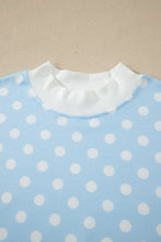 Load image into Gallery viewer, Pink Polka Dot Print Color Block Trim Mock Neck Short Set