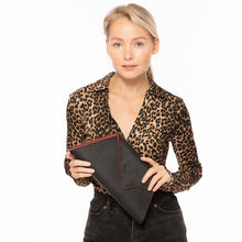 Load image into Gallery viewer, Black Leather Clutch Bag Unique Evening Purse Women's Handbag