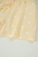 Load image into Gallery viewer, Yellow Exposed Seam Detail Polka Dot Loose Tee Drawstring Shorts Set