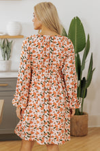 Load image into Gallery viewer, Black Floral Deep V Neck Smocked Bust Bubble Sleeve Babydoll Dress