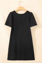 Load image into Gallery viewer, Black Bow Decor Backless Short Sleeve Shift Mini Dress