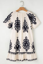 Load image into Gallery viewer, Apricot Western Print Ruffled Short Sleeve Loose Dress