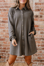 Load image into Gallery viewer, Simply Taupe Waffle Knit Shirt Tunic Dress